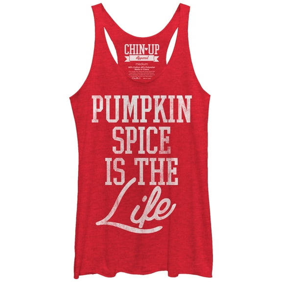 Women's CHIN UP Pumpkin Spice is the Life  Racerback Tank Top Red Heather Large