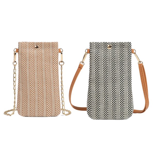 2 piezas de bolso bandolera, bolsas de paja colgantes para teléfono móvil, bolso de hombro pequeño, bolso de mano con correa larga, bolso de playa para niñas y mujeres, 20 x 12 cm