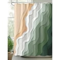thumbnail image 2 of Fsddascl Sage Green Beach Shower Curtain Set - 48" x 72" Washable Bathtub Curtain with 12 Hooks, Farmhouse Coastal Ombre Sea Waves Art Waterproof Fabric Stall Shower Curtains for Bathroom/Bathtub, 2 of 6