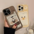 thumbnail image 2 of Cute Cartoon Bear Duck Couples Wallet Card Slot Soft Phone Case Compatible with iPhone Case (Bear,iPhone 12 Pro), 2 of 6