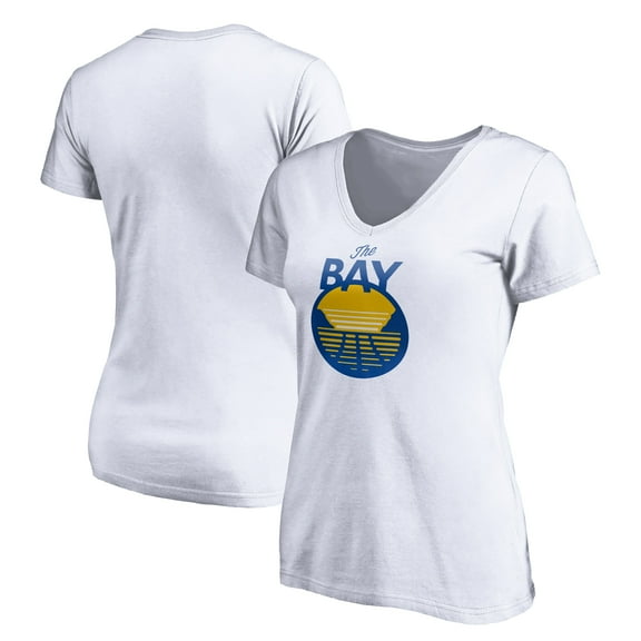 Women's White Golden State Warriors The Bay Logo V-Neck T-Shirt