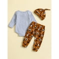 thumbnail image 3 of Cenuakty Baby Boy Western Outfit Bull Head Print Long Sleeve Rompers and Elastic Pants Hat Set Fall Spring Clothes, 3 of 9