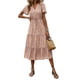 thumbnail image 1 of Vestido PRETTYGARDEN Verano 2025 Cuello en V, Capas, Albaricoque S, 1 of 8