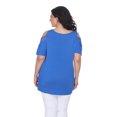thumbnail image 4 of White Mark Women's Plus Size Bexley Lace Cold Shoulder Tunic Top, 4 of 5