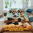 thumbnail image 2 of Oso Panda en África Conjunto de sábanas temático, trío de piezas, cómodo y amigable con la piel, diseño único, regalo de decoración para el hogar para familiares, amigos y fans,140cm *210cm, 2 of 6