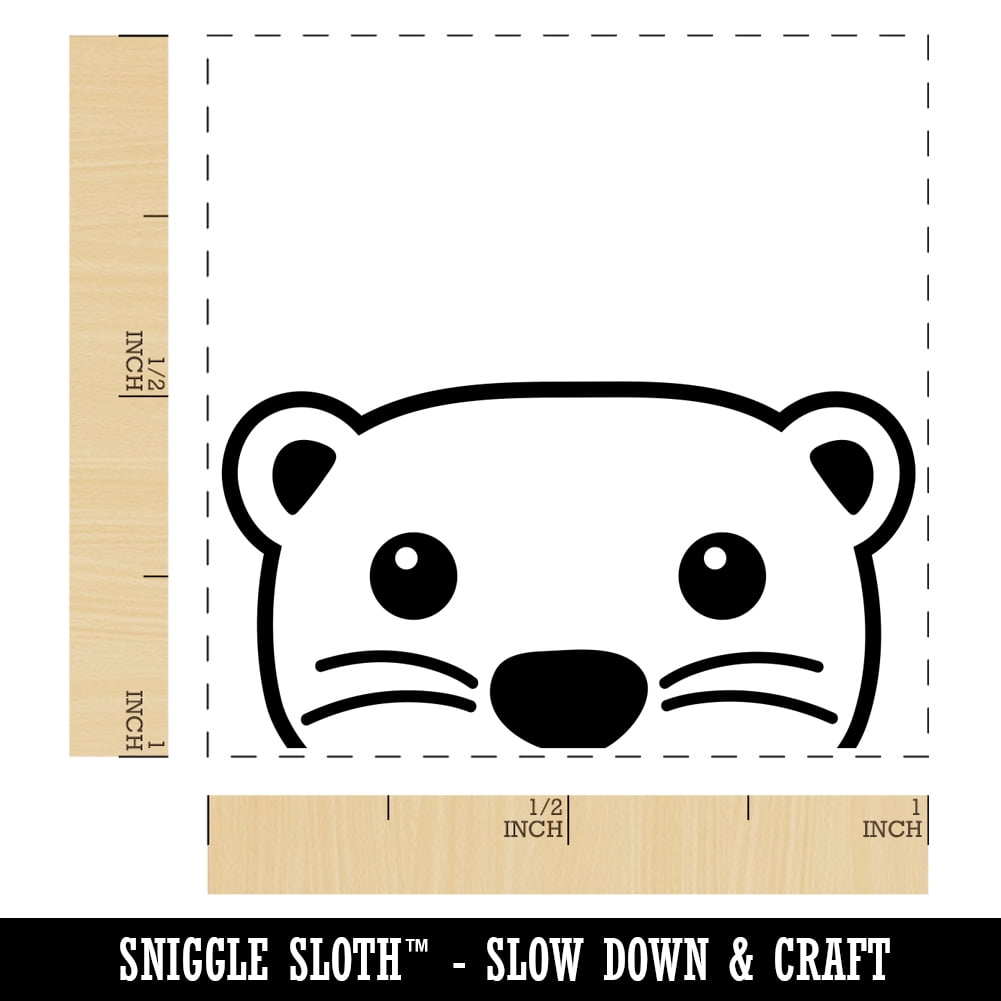 Peeking Otter Self-Inking Rubber Stamp Ink Stamper - Blue Ink - Small 1 Inch