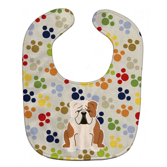 Pawprints English Bulldog Fawn White Baby Bib