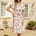 thumbnail image 2 of QIPOPIQ Robes Midi pour Femmes à Étages à Manches Courtes Robes Décontractées Tendance Robe Bandage d'Été Robe Aguichant à Imprimé Floral Offres 2023, 2 of 4