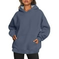 thumbnail image 2 of Hueook Sweatshirts for Women Plus Size Long Sleeve Solid Color Fashion Casual Hooded Blouse With Pocket rewneck Pullover Sweatshirt Tops, 2 of 8