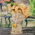 thumbnail image 3 of Sunjoy Tech Vivid Appearance Stable Base Planters Pot with Drainage Holes Cute Girls Head Face Shape Resin Flower Pot Home Supplies, 3 of 7