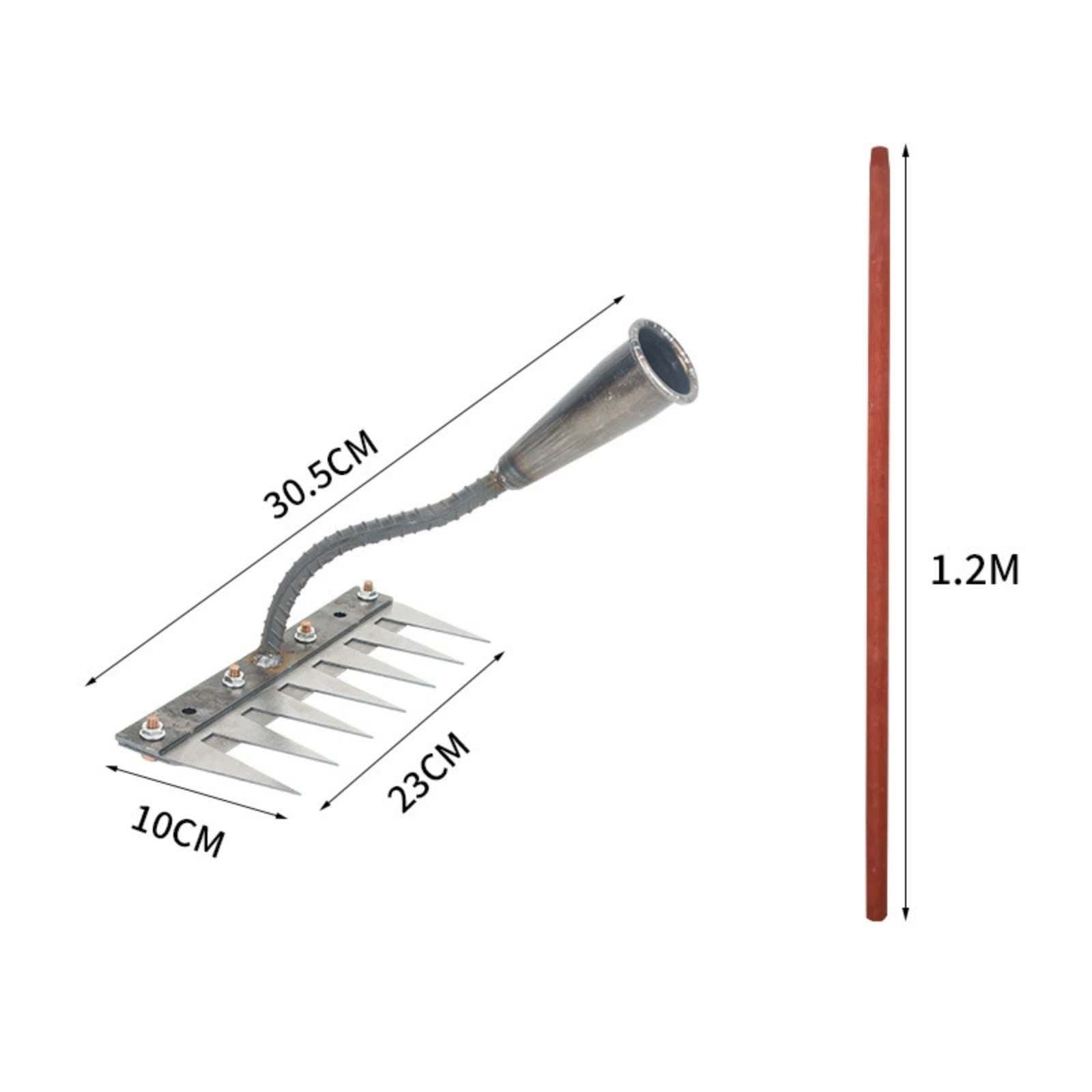 Heavy-Duty Carbon Steel Weeding Rake, 5/6/7/8 Teeth Garden Hand Weeder Tool, Durable Iron Rake for Yard Lawn and Garden Weed Removal