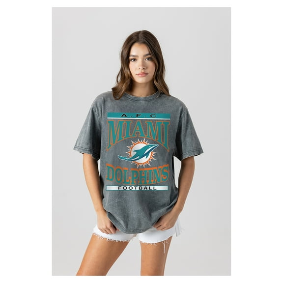 Women's Gameday Couture Gray Miami Dolphins Oversized Classic Grind Washed T-Shirt