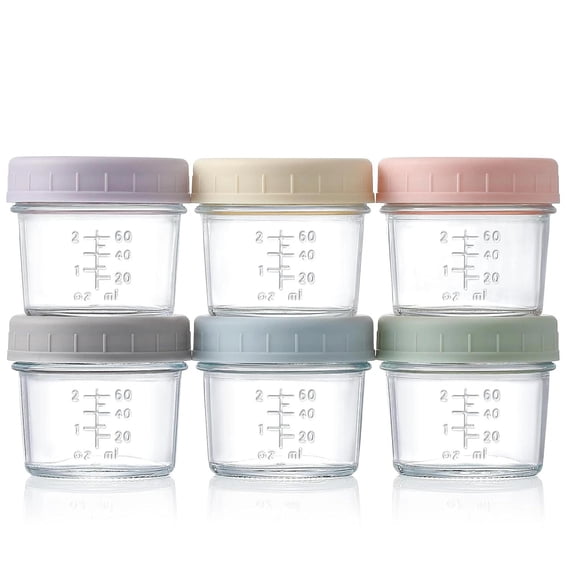 4 Oz Glass Baby Food Jars with Lids, 6 Pack Storage Containers