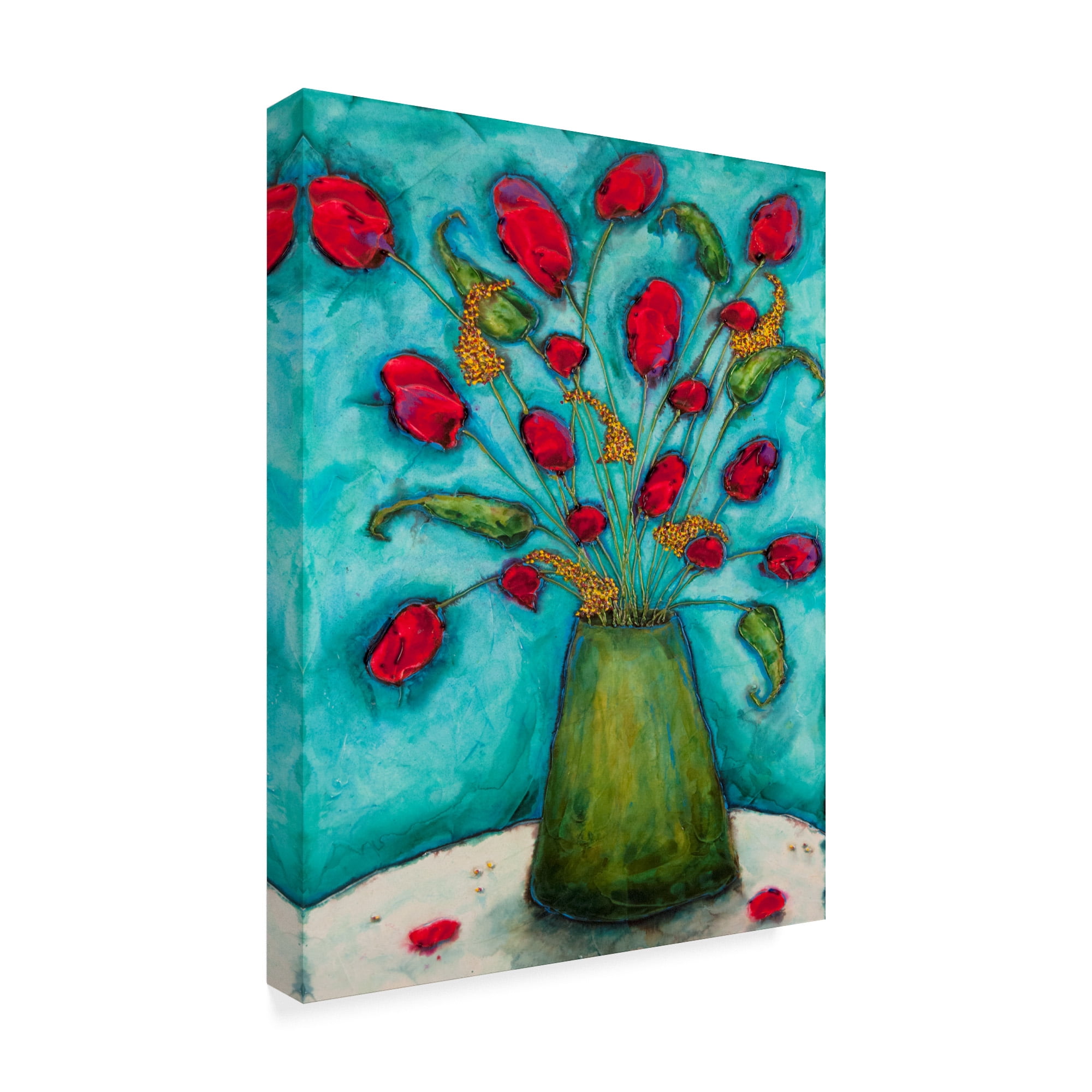 Trademark Fine Art 'Flowers in Green Vase' Canvas Art by Marabeth Quin