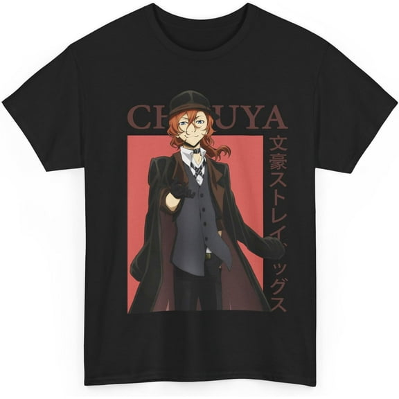 Bungou Anime Stray Dogs Shirt Osamu Dazai Merch Casual Short Sleeved Shirt Tee Black