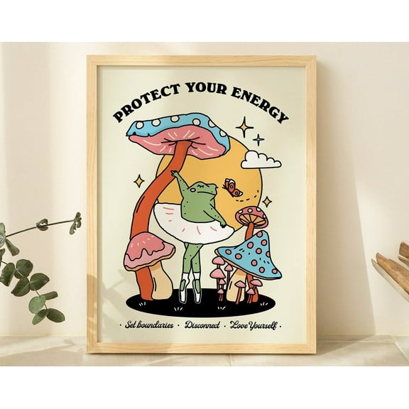 Colorful Frog Print, Ballerina Wall Art, Retro Saying Poster, Self Love Affirmation Wall Prints, Trendy 80S Decor, Groovy Mushroom, Unframed, Decor For Living Room Bedroom, 8x12 UNFRAMED