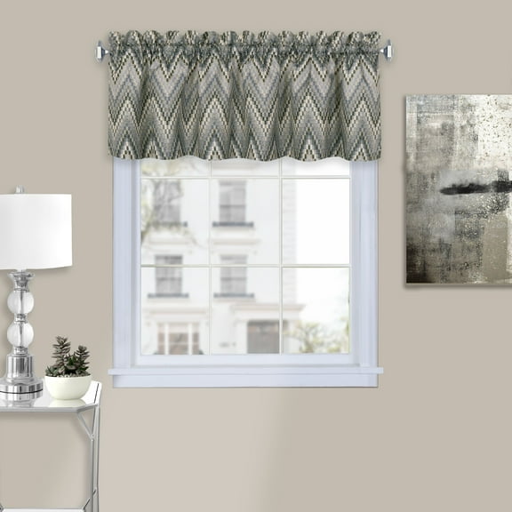 Melville Window Curtain Tier Pair and Valance Set - 58x24 - Charcoal