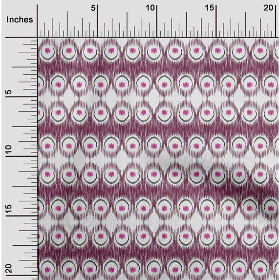 oneOone Georgette Viscose Fabric Peacock Feather Ikat Printed Craft Fabric BTY 42 Inch Wide