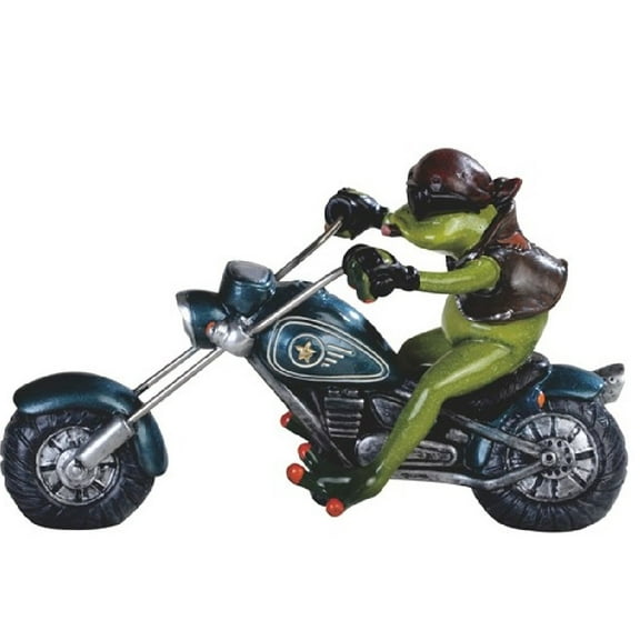Frog With Bandanas On Black Bike Figurine