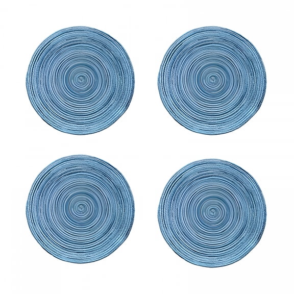 ACDANC Round Placemats Set of 4,Cotton Woven Placemat Heat-Resistant Non-Slip Washable Table Mats for Dining Table 14 Inch,Blue