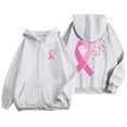 thumbnail image 4 of Oversized Hoodie Womens Lightweight Sweatshirt Casual Zip Up Daily Women's Pullover Cancer Awareness Month Long Sleeve Pocket Drawstring For Everyday Wear, 4 of 6