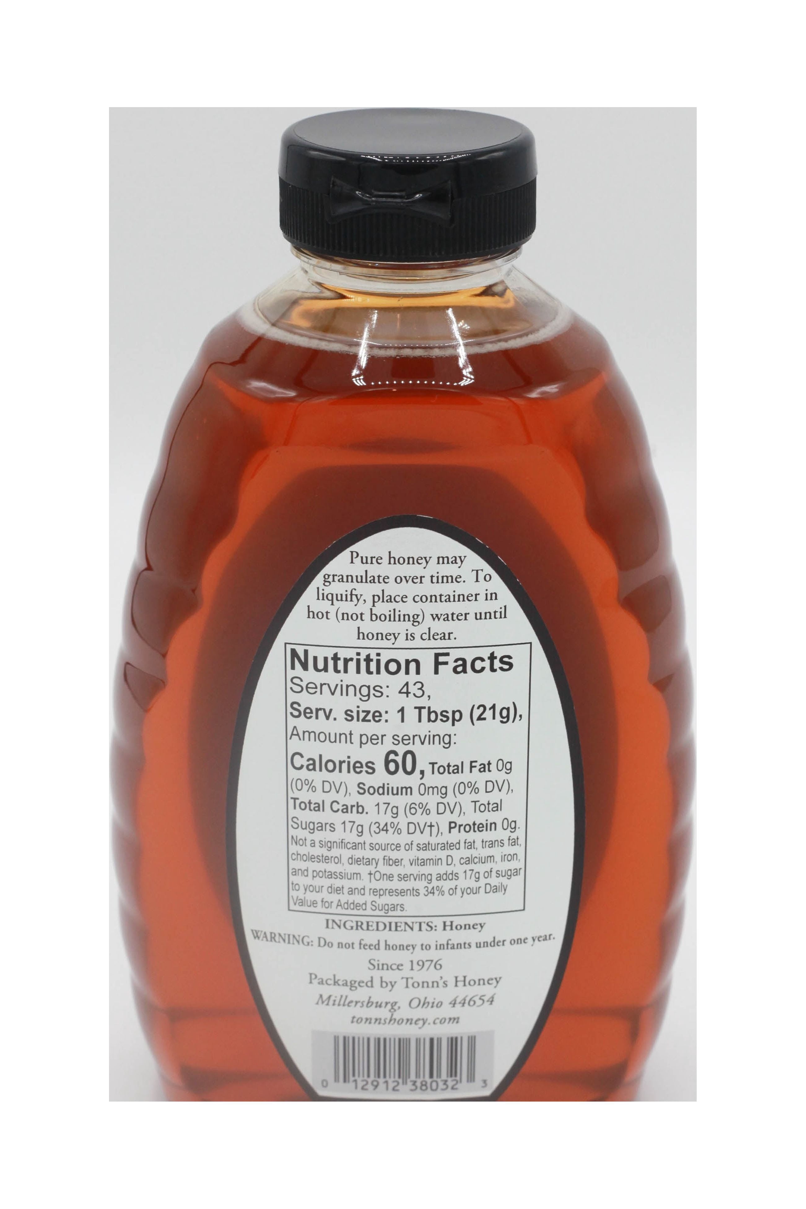 Tonn's Pure 100% Unpasteurized Premium US Grade A Squeezable Ohio Honey 32 Oz