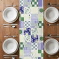 thumbnail image 4 of Table Runner 48 Inches Long for Kitchen Dining, Spring Floral Checkered Dresser Scarf Farmhouse, Dining Table Decorations for Wedding/Parties, Sage Green Purple Buffalo Plaid 13 x 48 In, 4 of 8