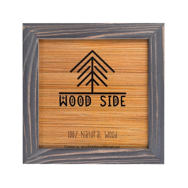 Rustic Wooden Square Picture Frame 12x12 In | 31x31 cm - 100% Natural Solid Eco Distressed Wood for Wall Mounting Photo Frame - Grey