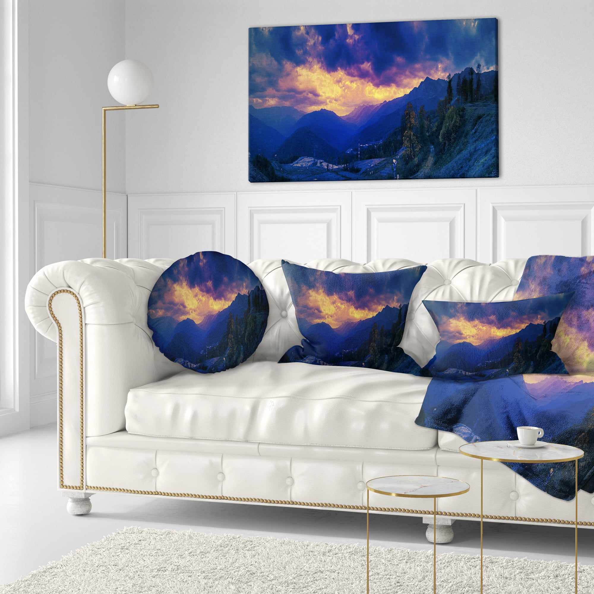 Designart 12" x 20" Multi-color Polyester Throw Pillow