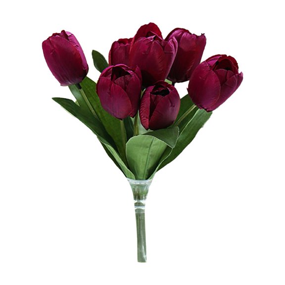 1 Bunch Decorative Bright-colored Artificial Flower Faux Silk Flower Handmade Simulation Tulip for Home