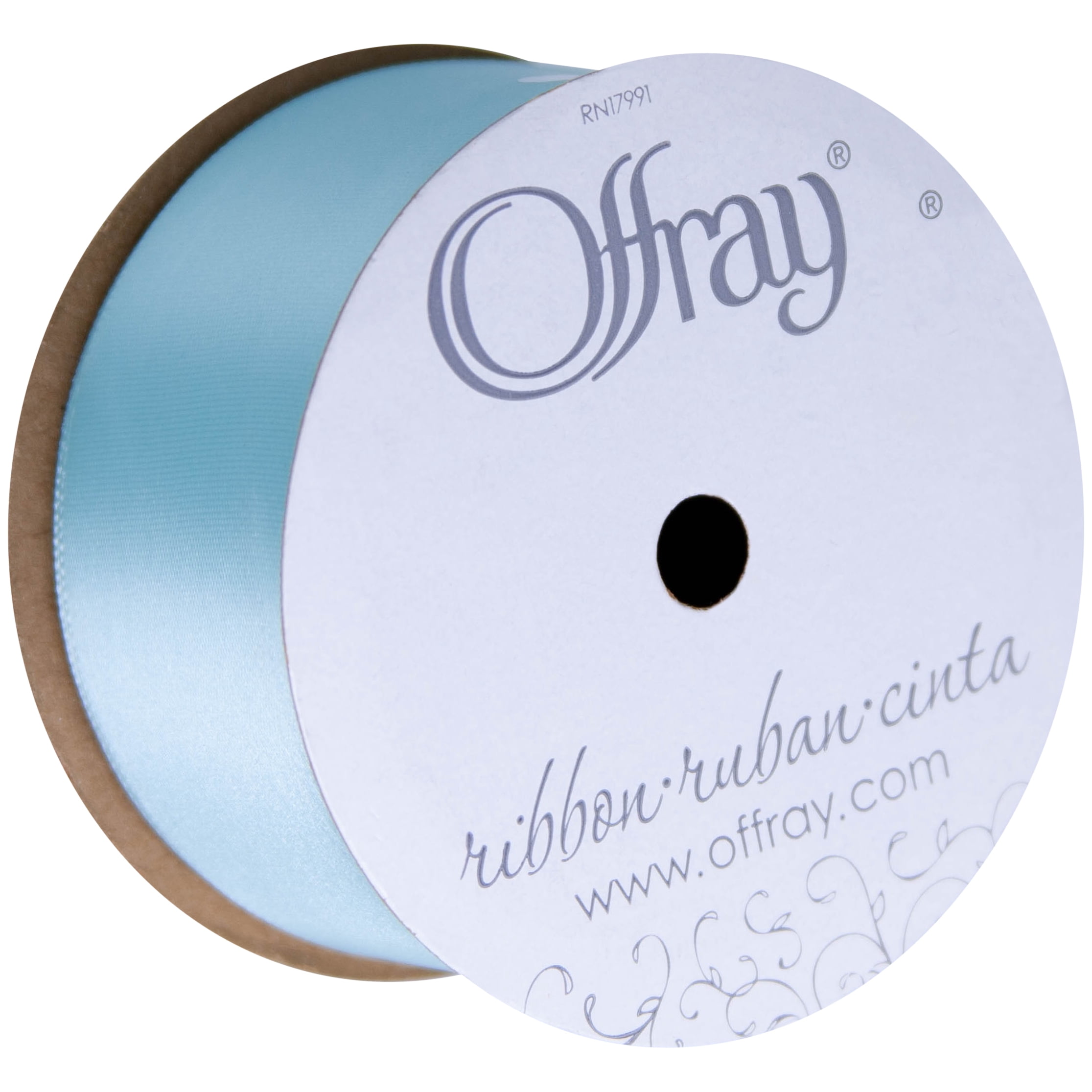 (4 pack) Offray Ribbon, Aqua Blue 1 1/2 inch Single Face Satin Polyester Ribbon, 12 feet
