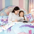thumbnail image 5 of Manfei Cute Adorable Axolotl 7-Piece King Bedding,Watercolor Ocean Animal King Bed in a Bag,Colorful Stars Reversible, 5 of 7