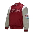 thumbnail image 2 of Men's Mitchell & Ness Burgundy/Gray Philadelphia Phillies Cooperstown Collection Team Origins Satin Full-Snap Jacket, 2 of 7