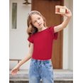 thumbnail image 2 of Arshiner Girls T Shirts Ruffle Short Sleeve Round Neck Loose Blouse Summer Solid Color Casual Girl Tee Tops, 2 of 6