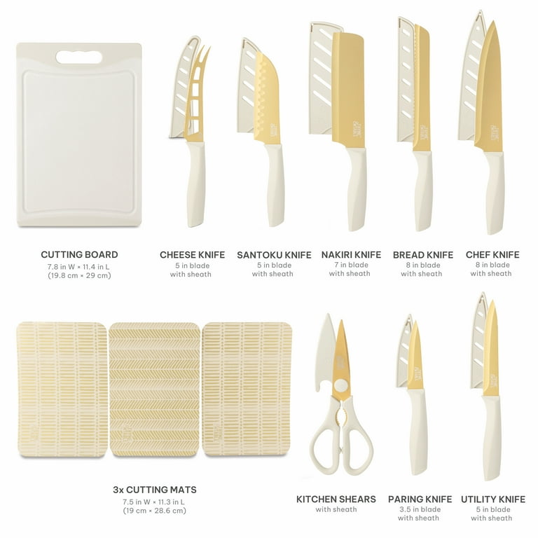 Thyme & Table 20 Piece Stainless Steel Gold Knife and Cutting