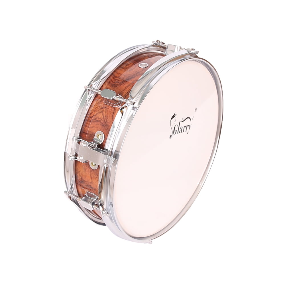Snare Drum 13" x 3.5" Kid Drums Acoustic Single Drum 8 Lugs with Drumsticks Drum Key Strap, Brown