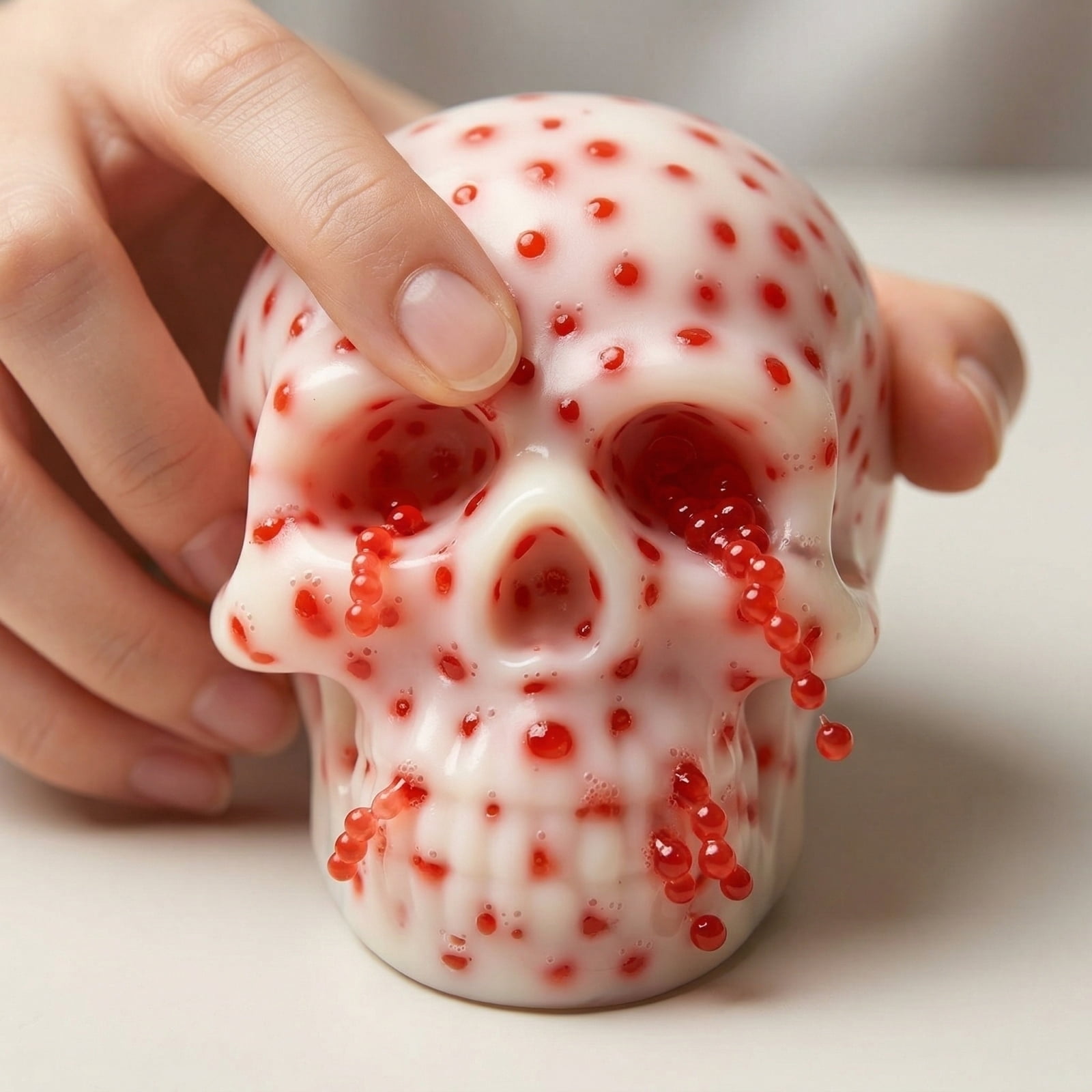 Skull Pimple Popping Squeeze Fidget, Novelty Stress Relief Reliever with Calming Effect, Funny Skull Hand Tool for Anxiety and Party Favor Fun，Blue