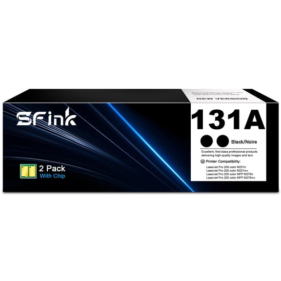 131A Toner Cartridge 2-Pack Black Compatible for HP131A 131 A CF210A for LaserJet Pro 200 Color M251n M251nw MFP M276n M276nw Pritner