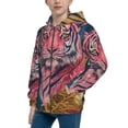 thumbnail image 2 of Pofeuu Pink Tiger Gold Leaves Print Teenage Zipper Hoodie Sweatshirts Hooded Casual Jackets With Pocket For Boys Girls-Small, 2 of 6