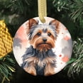 thumbnail image 2 of Yorkshire Terrier Long Haired Yorkie Puppy Dog Watercolor Design Novelty Ceramic Christmas Ornament Xmas Holiday Tree Gift, 2 of 3