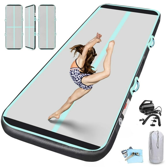 10FT Inflatable Air Gymnastics Mat Gymnastics Track Training Mats Yoga Floor Cheerleading Landing Taekwondo Training Kungfu Exercise Mats with Electric Air Pump for Home Gymnasium Beach Park and Water