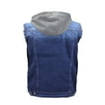 thumbnail image 2 of CS Men's Ripped Distressed Button Up Denim Jean Vest With Removable Hood (Dark Blue,S), 2 of 4