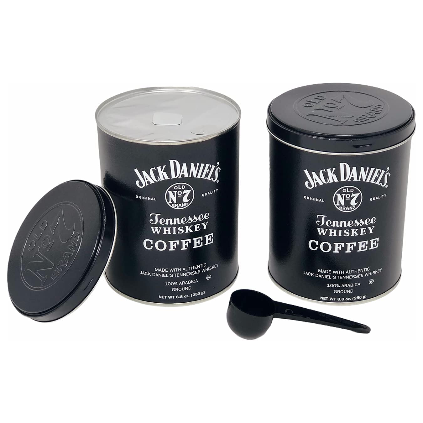 Jack Daniels Coffee (Pack of 2, 8.8oz each) bundled with a complimentary measuring spoon (1 Tbsp / 15ml) - 100% Arabica - Medium Roast - Ground Gourmet Coffee - Kosher