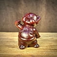 thumbnail image 3 of Ebony wood carving of the 12 Zodiac Pigs - Cute little pig figurine, solid wood, perfect as a birthday gift for girls, golden pig handicrafts., 3 of 4