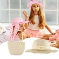 thumbnail image 4 of Girls Tea Party Hat and Hand Bag with Flowers Straw Paper Dress up Accessories Easter Spring Summer Costume Beach Travel Cap and Purse Birthday Party Supplies Set of 2 (Natural), 4 of 7