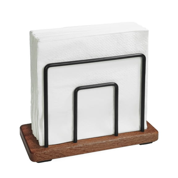 Wooden Napkin Holder with Metal Wire, Farmhouse Upright Tabletop Tissue Dispenser for Tables, Dining, Kitchen, Restaurant, Picnic, Hotel, Cafe, Bar, Indoor & Outdoor
