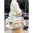 thumbnail image 6 of Large Capacity Ita Tote Bag with Clear Display Window for Women and Girls, JK Style Commuter Shoulder Crossbody Handbag with Bow and Stitching Detail in Pink Blue White for Daily Use, 6 of 7