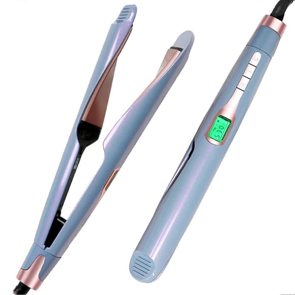 Plancha alisadora y rizadora 2 en 1 de cerámica turmalina con temperatura ajustable y doble voltaje.
