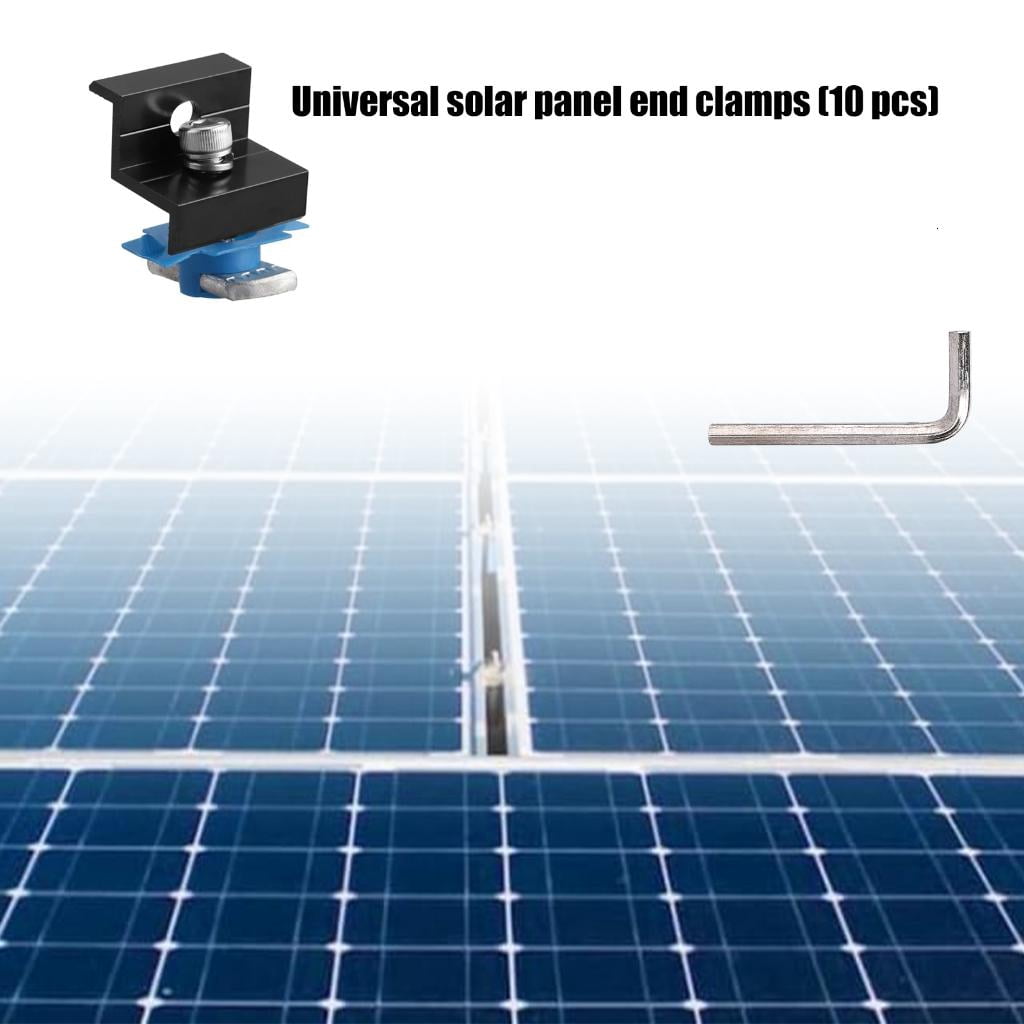 YIGSECU 10Pcs Solar End Clamp Adjustable Solar Panel Mounting Bracket Clamp Wide Photovoltaic Support for Solar Panel Systems