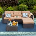 thumbnail image 2 of MF Studio 7 PCS Outdoor Patio Furniture Set with Fire Pit Table Patio Conversation Set with Beige Cushions, 2 of 15